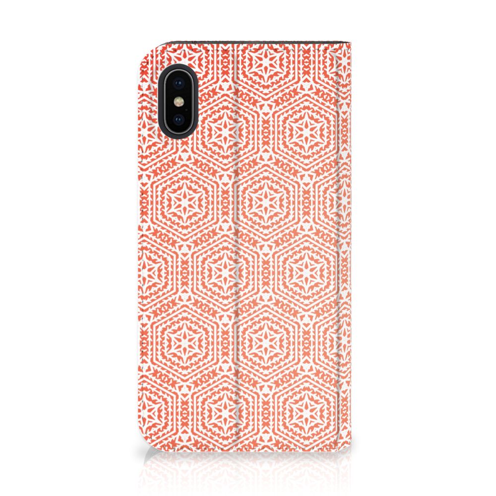 Apple iPhone X | Xs Hoesje met Magneet Pattern Orange