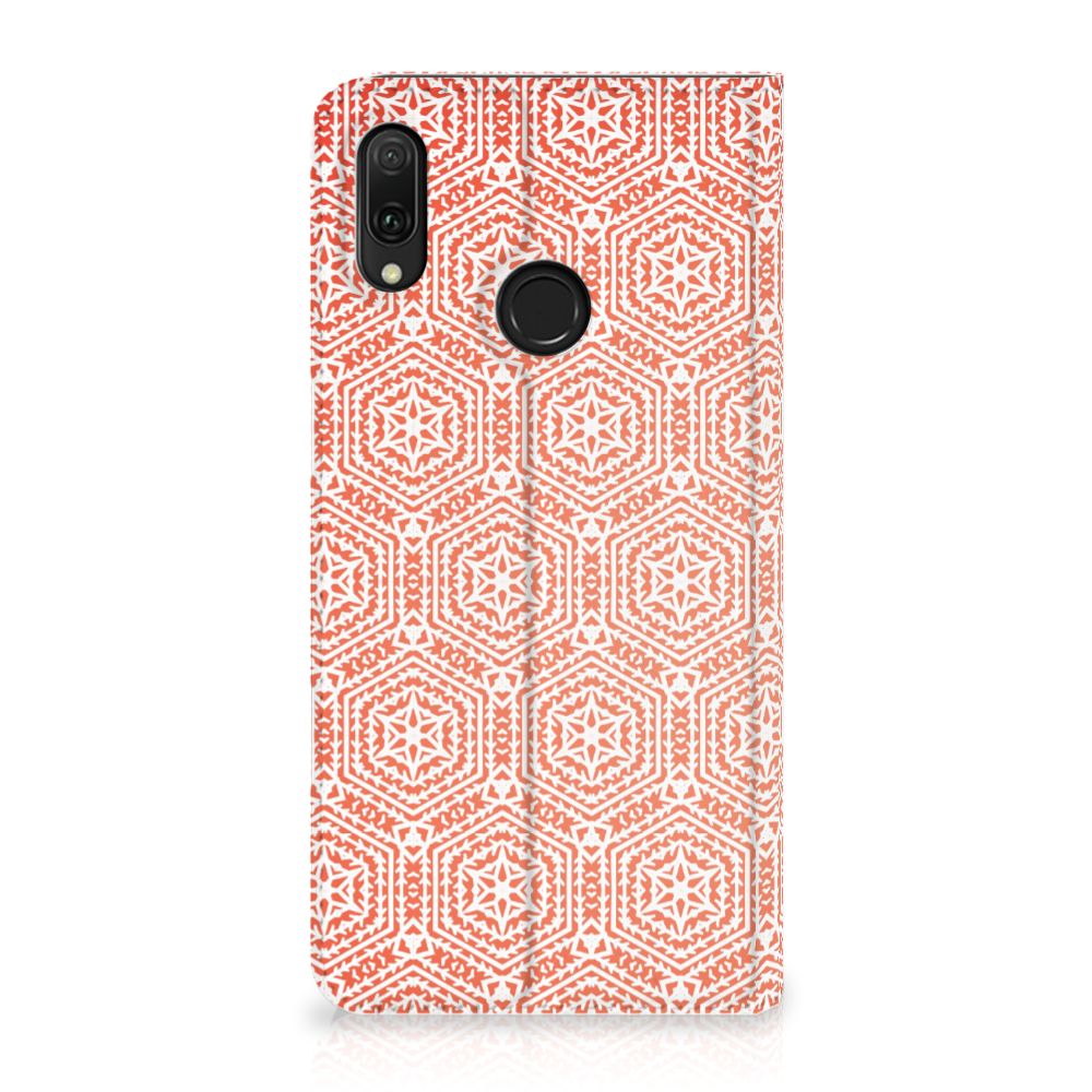 Huawei Y7 hoesje Y7 Pro (2019) Hoesje met Magneet Pattern Orange