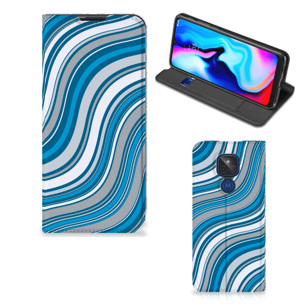 Motorola Moto G9 Play Hoesje met Magneet Waves Blue