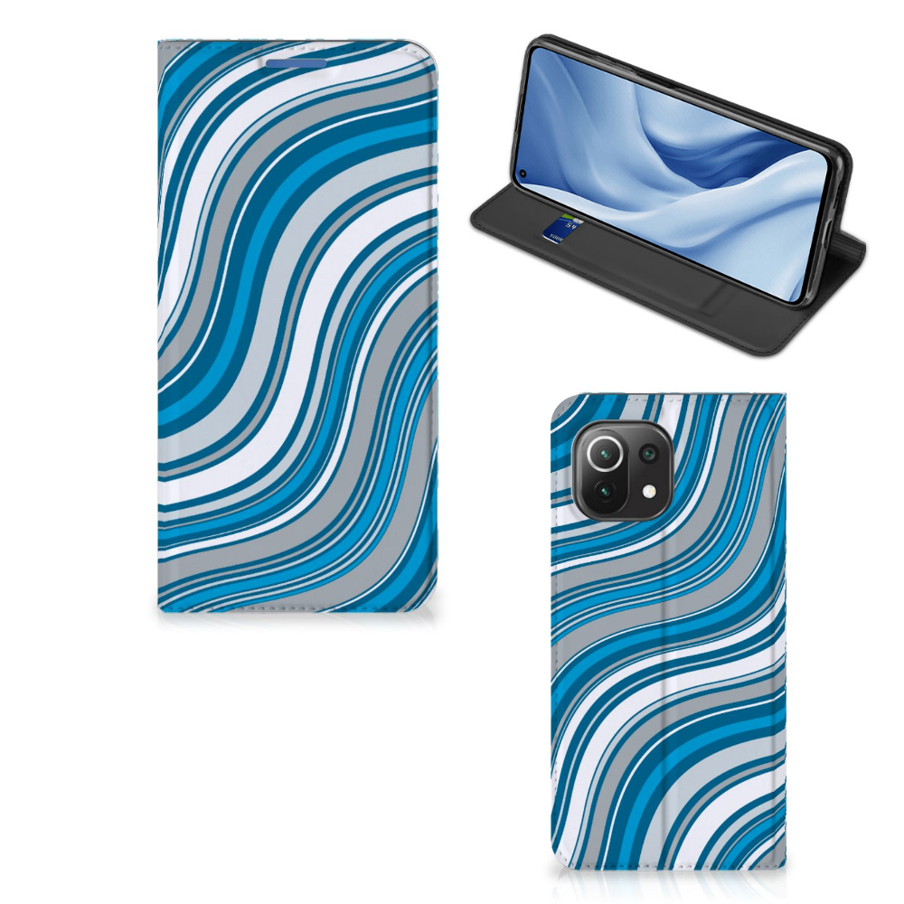 Xiaomi 11 Lite NE 5G | Mi 11 Lite Hoesje met Magneet Waves Blue