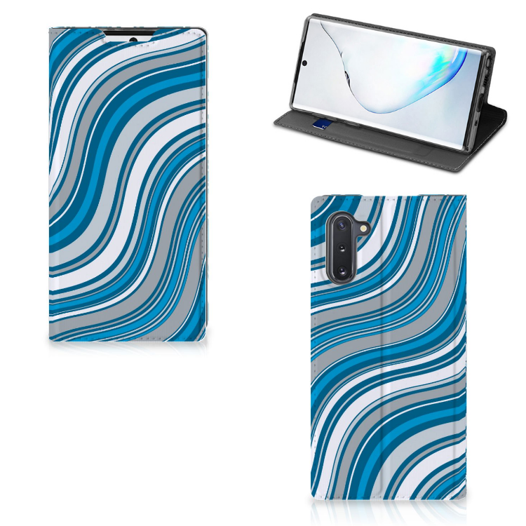 Samsung Galaxy Note 10 Hoesje met Magneet Waves Blue