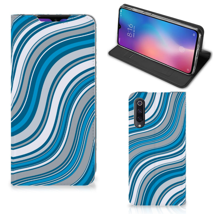 Xiaomi Mi 9 Hoesje met Magneet Waves Blue