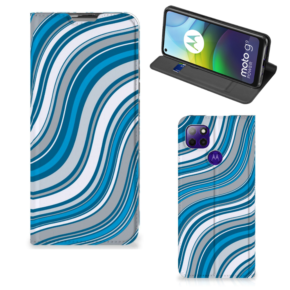 Motorola Moto G9 Power Hoesje met Magneet Waves Blue