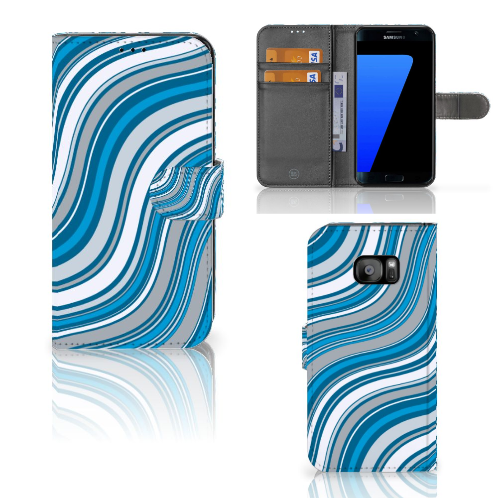 Samsung Galaxy S7 Edge Boekhoesje Design Waves Blue