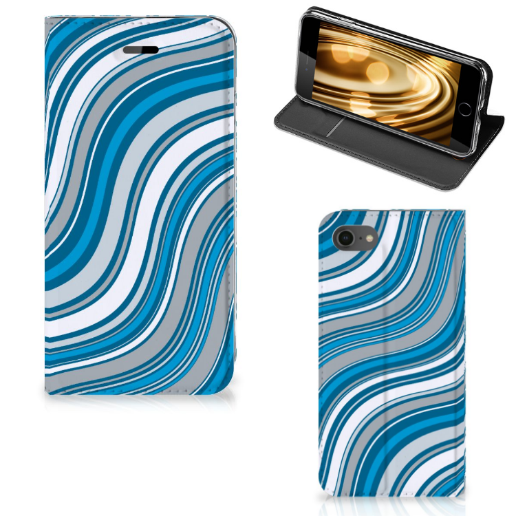 Apple iPhone 7 | 8 Standcase Hoesje Design Waves Blue