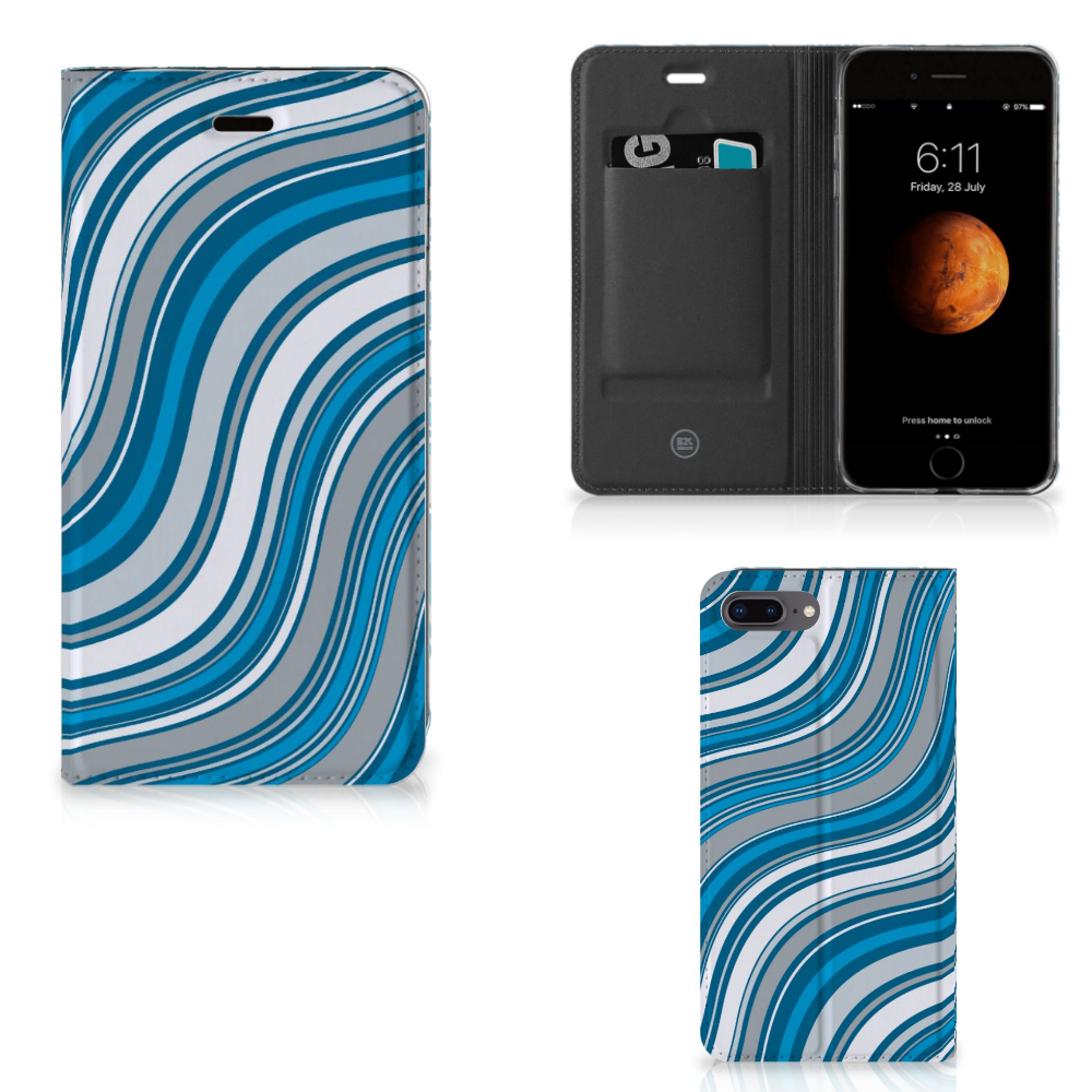 Apple iPhone 7 Plus | 8 Plus Standcase Hoesje Design Waves Blue