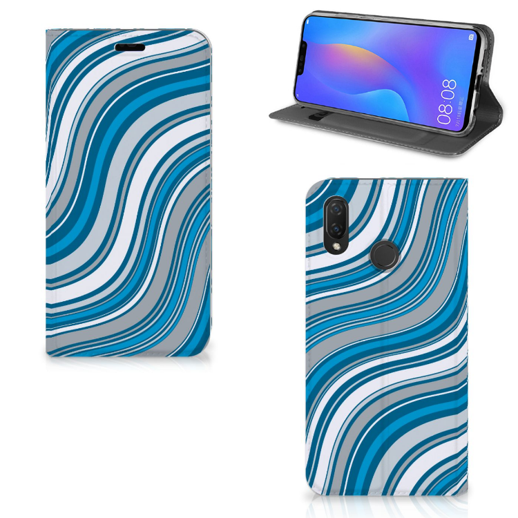 Huawei P Smart Plus Hoesje met Magneet Waves Blue