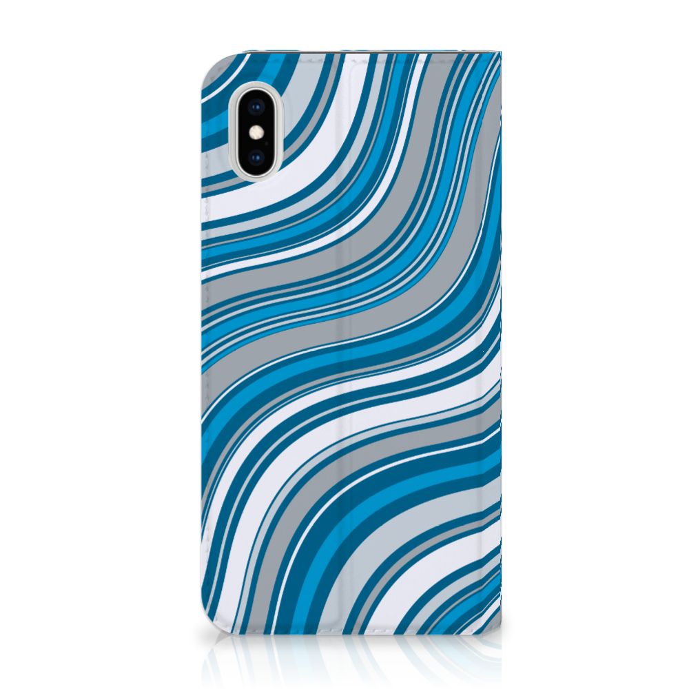 Apple iPhone Xs Max Hoesje met Magneet Waves Blue