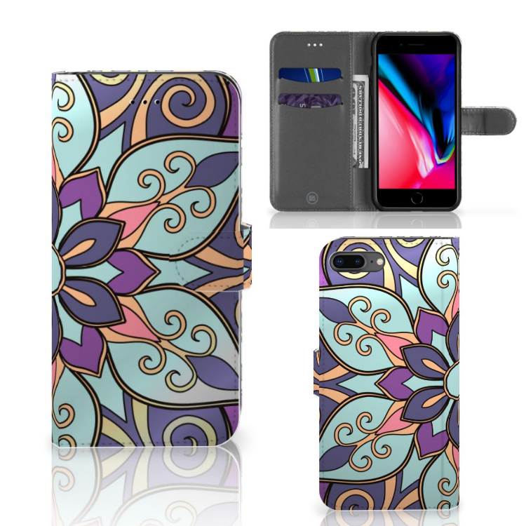 Apple iPhone 7 Plus | 8 Plus Hoesje Purple Flower