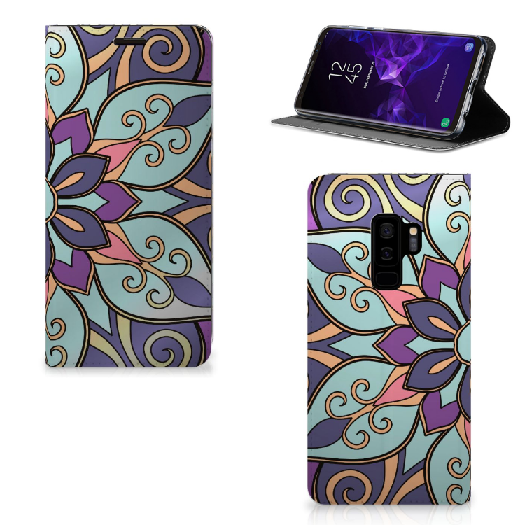 Samsung Galaxy S9 Plus Standcase Hoesje Design Purple Flower