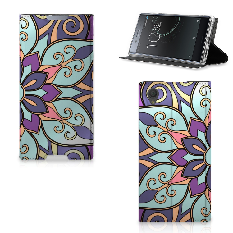 Sony Xperia L1 Standcase Hoesje Design Purple Flower