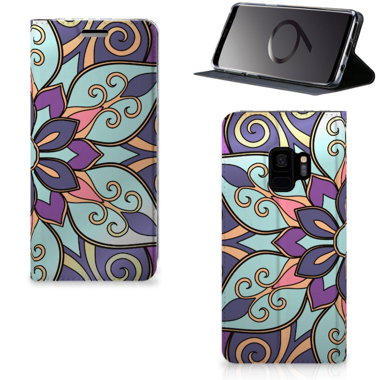 Samsung Galaxy S9 Standcase Hoesje Design Purple Flower