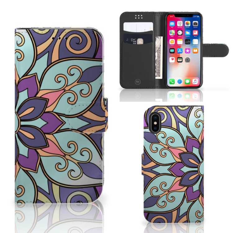 Apple iPhone X | Xs Boekhoesje Design Purple Flower