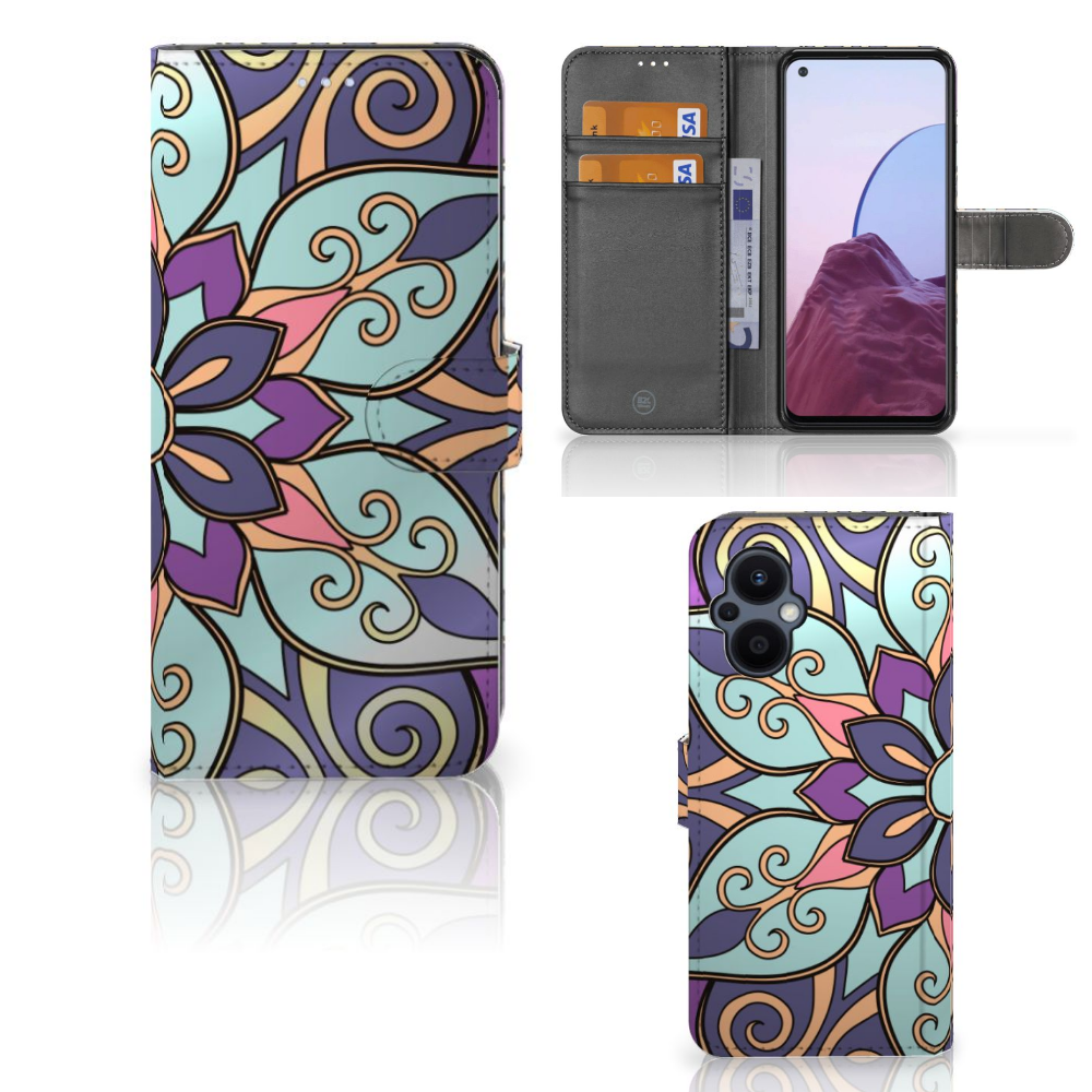 OPPO Reno 8 Lite | OnePlus Nord N20 Hoesje Purple Flower