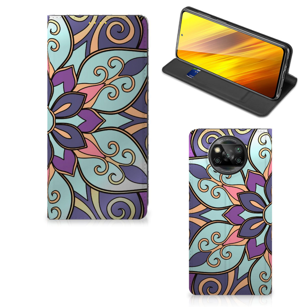 Xiaomi Poco X3 Pro | Poco X3 Smart Cover Purple Flower