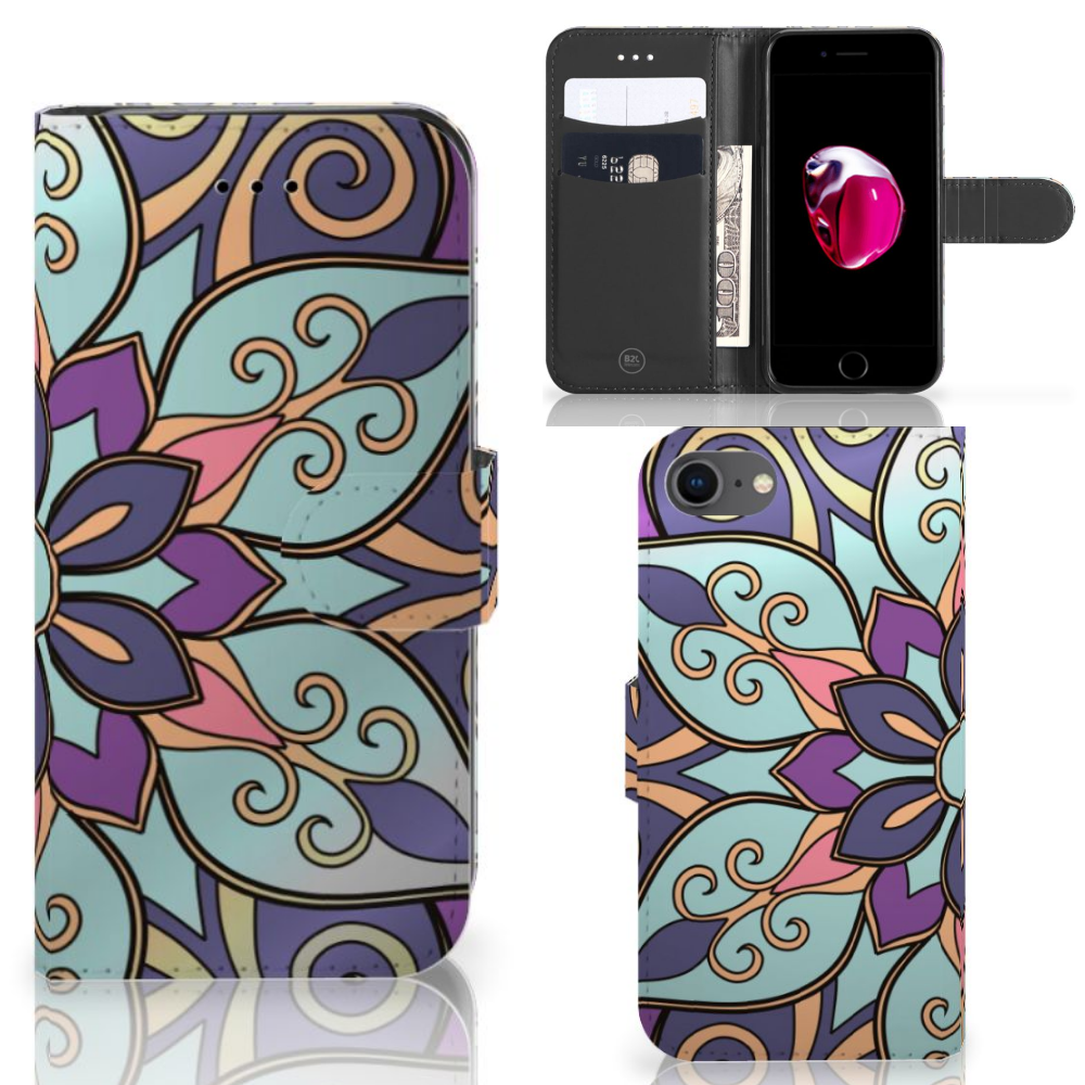 Apple iPhone 7 | 8 Boekhoesje Design Purple Flower