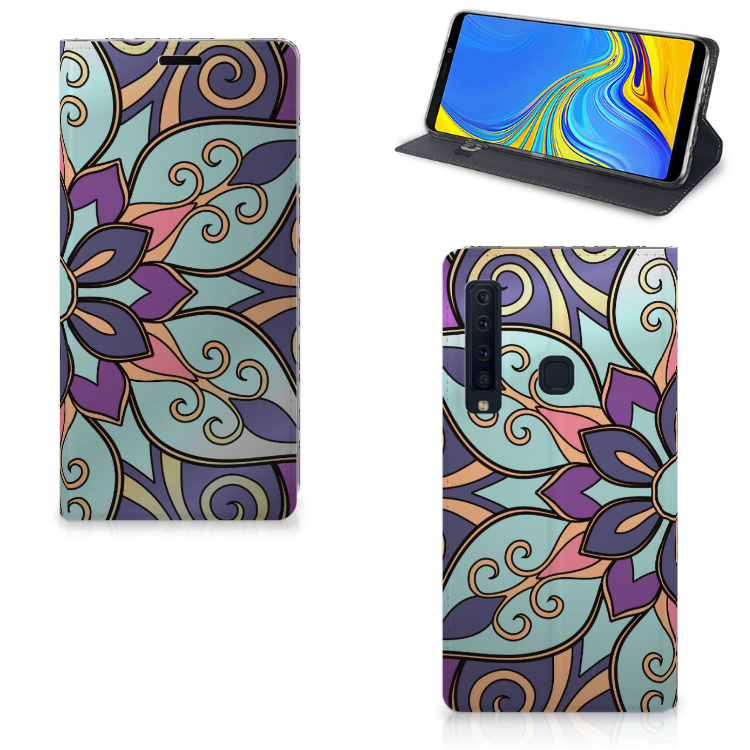 Samsung Galaxy A9 (2018) Standcase Hoesje Design Purple Flower