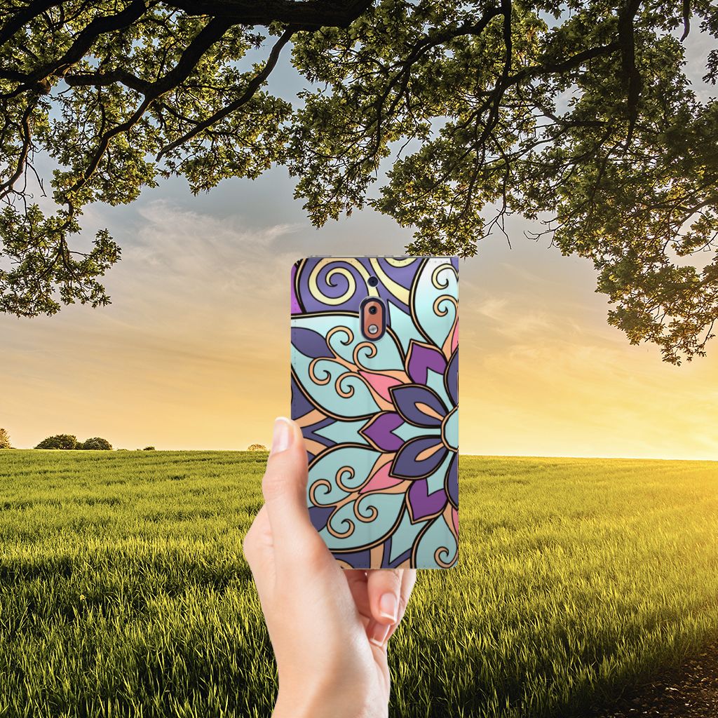 Nokia 2.1 2018 Smart Cover Purple Flower