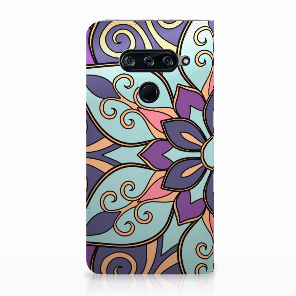 LG V40 Thinq Smart Cover Purple Flower