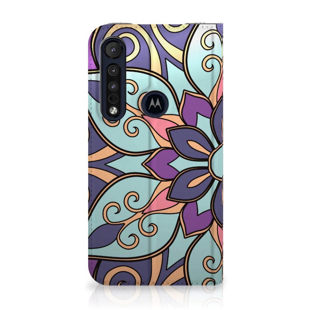 Motorola G8 Plus Smart Cover Purple Flower