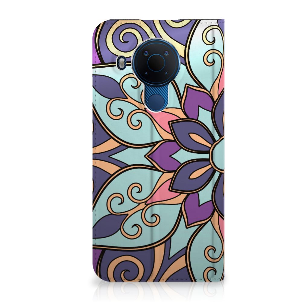 Nokia 5.4 Smart Cover Purple Flower