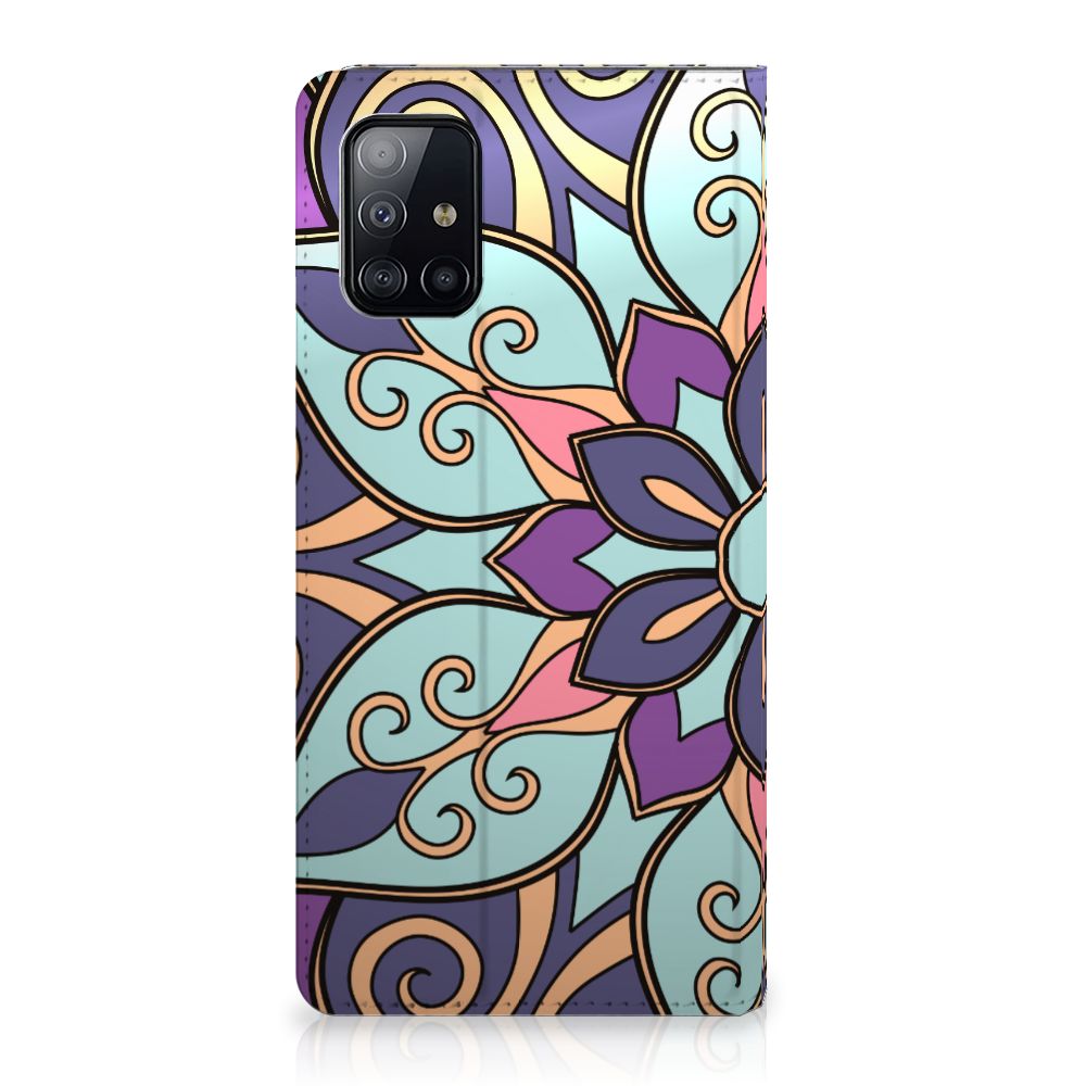 Samsung Galaxy A71 Smart Cover Purple Flower