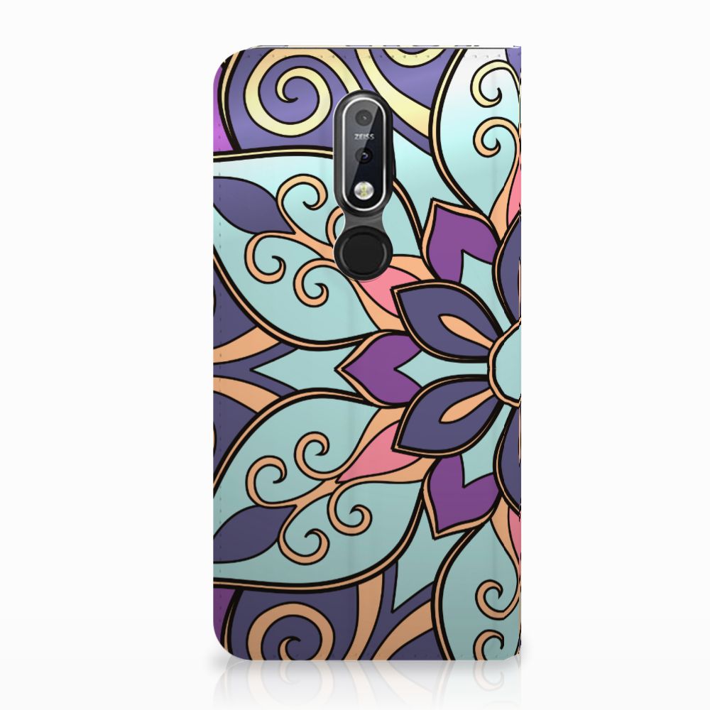 Nokia 7.1 (2018) Smart Cover Purple Flower