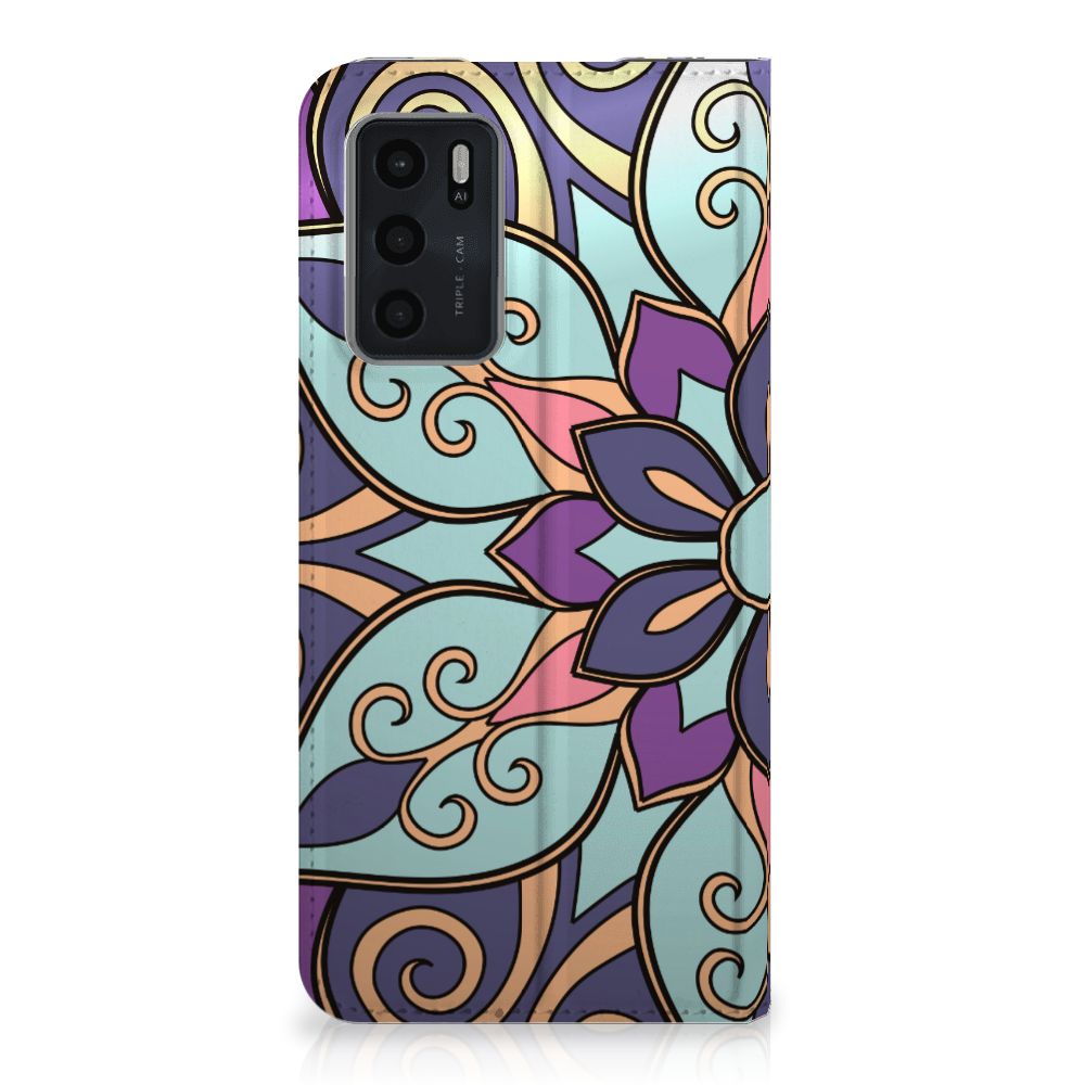 OPPO A54s | A16 | A16s Smart Cover Purple Flower
