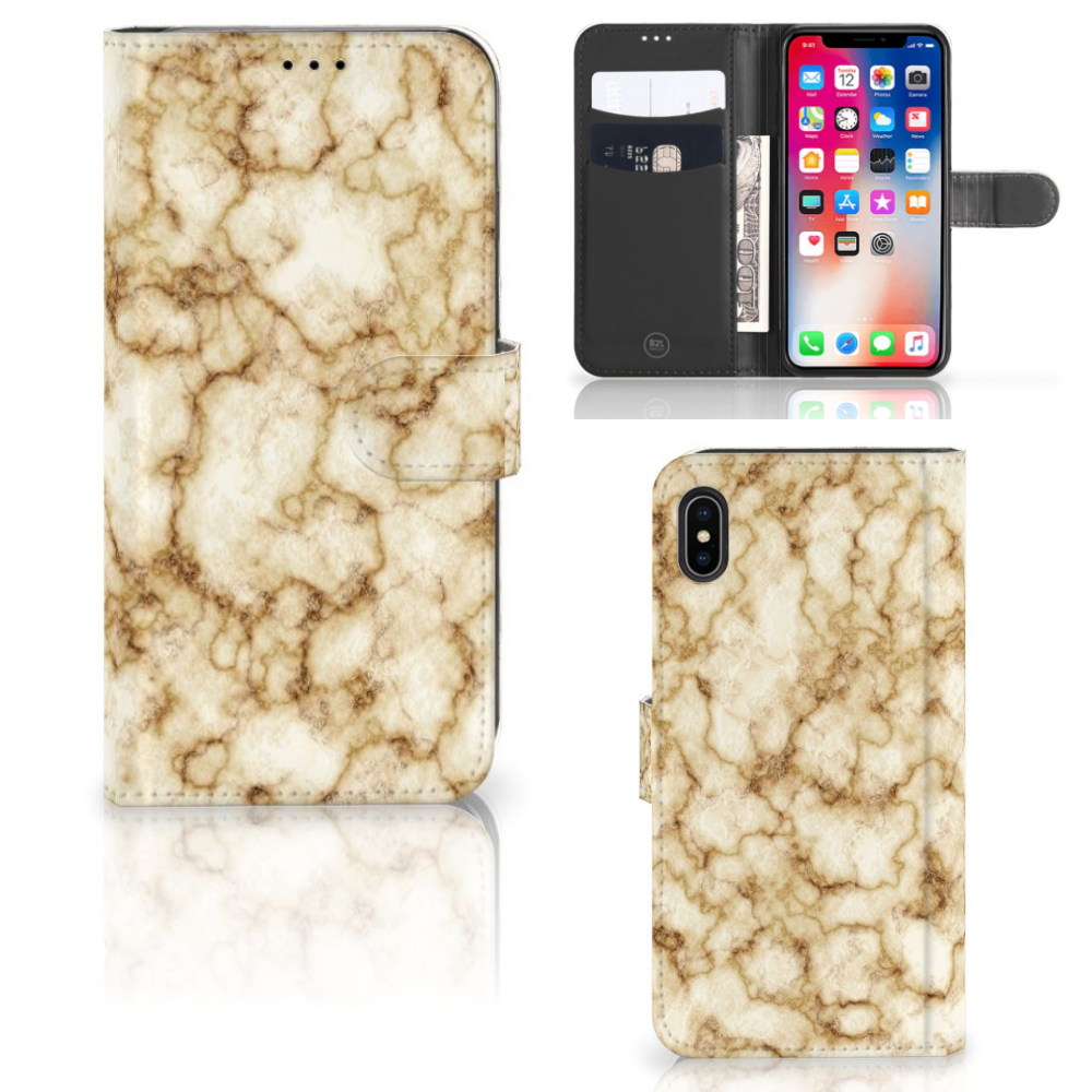 Apple iPhone Xs Max Bookcase Marmer Goud