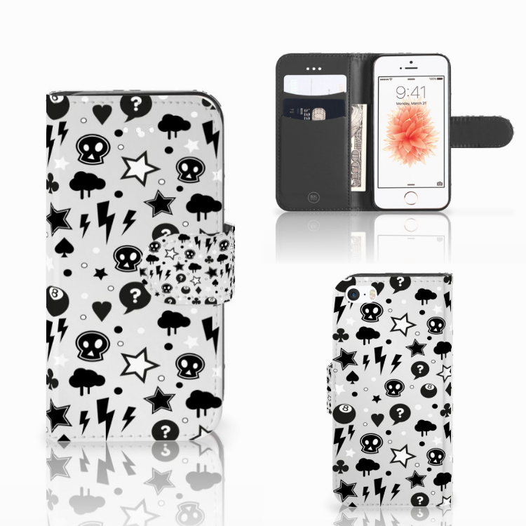 Apple iPhone 5 | 5s | SE Uniek Boekhoesje Silver Punk