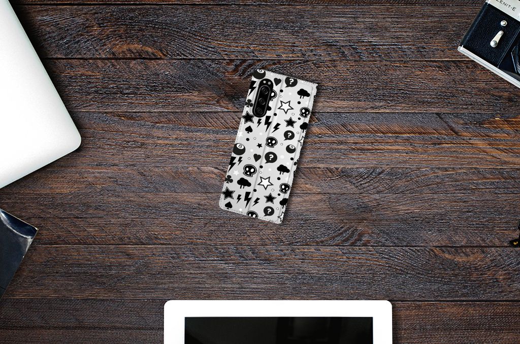 Mobiel BookCase Sony Xperia 5 Silver Punk
