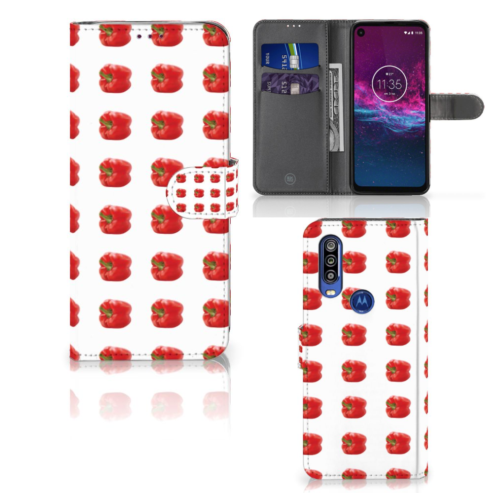 Motorola One Action Book Cover Paprika Red