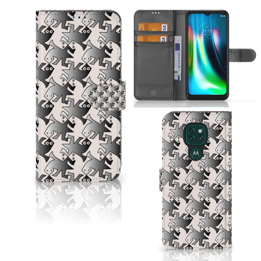Motorola Moto G9 Play | E7 Plus Telefoonhoesje met Pasjes Salamander Grey