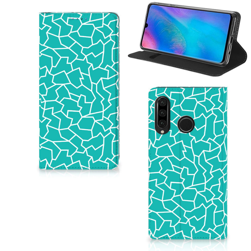Huawei P30 Lite New Edition Bookcase Cracks Blue