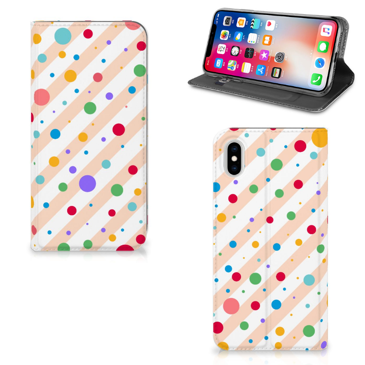 Apple iPhone Xs Max Standcase Hoesje Design Dots