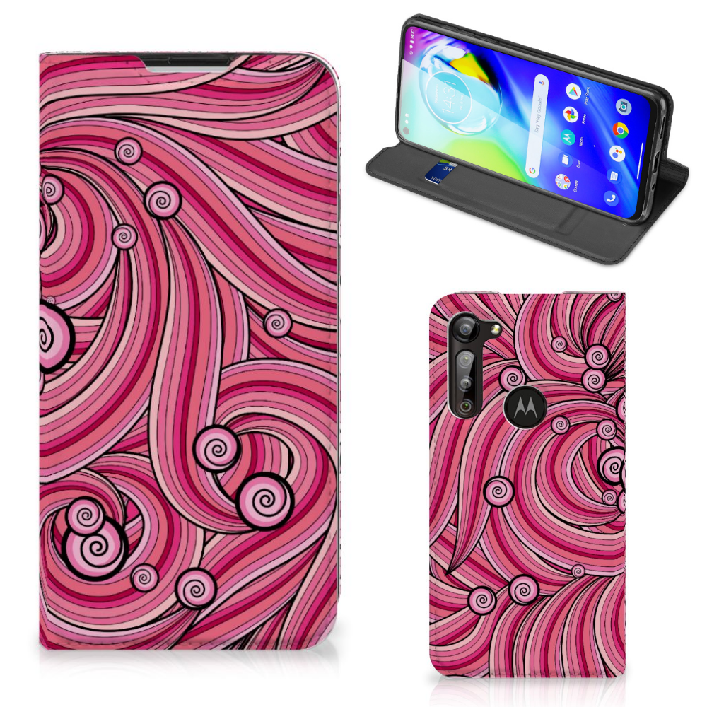 Motorola Moto G8 Power Bookcase Swirl Pink