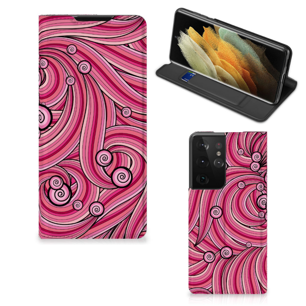 Samsung Galaxy S21 Ultra Bookcase Swirl Pink