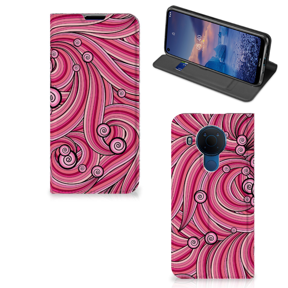 Nokia 5.4 Bookcase Swirl Pink