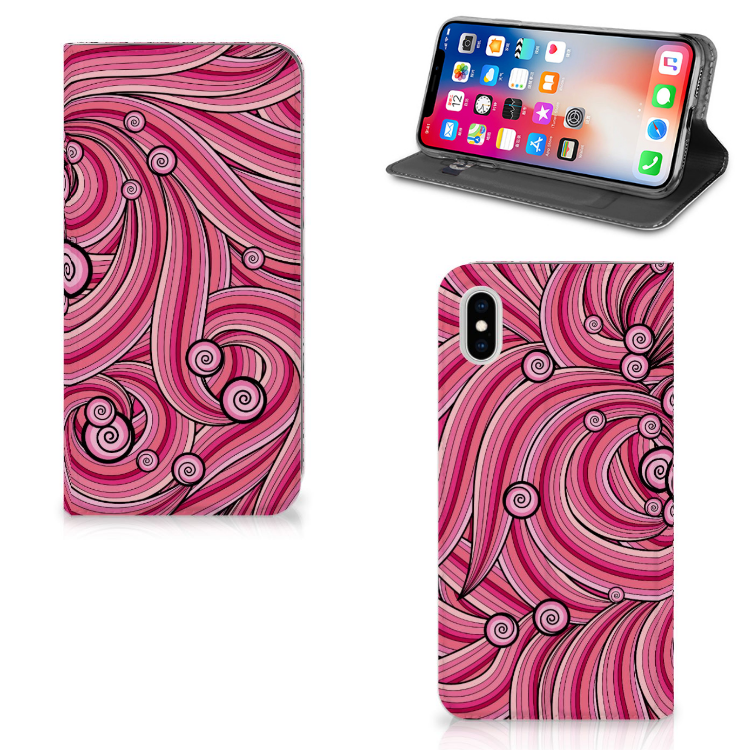 Apple iPhone Xs Max Uniek Standcase Hoesje Swirl Pink