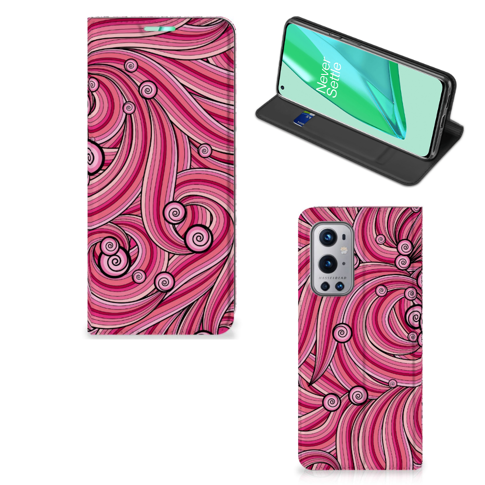 OnePlus 9 Pro Bookcase Swirl Pink