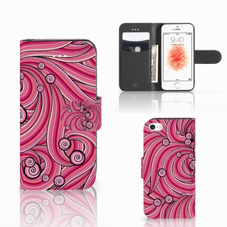 Apple iPhone 5 | 5s | SE Uniek Boekhoesje Swirl Pink