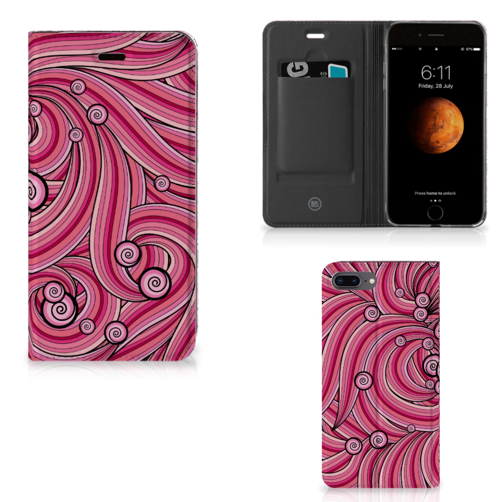 Apple iPhone 7 Plus | 8 Plus Bookcase Swirl Pink
