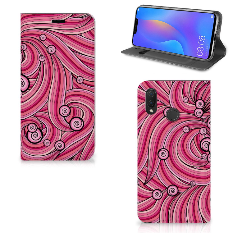 Huawei P Smart Plus Bookcase Swirl Pink