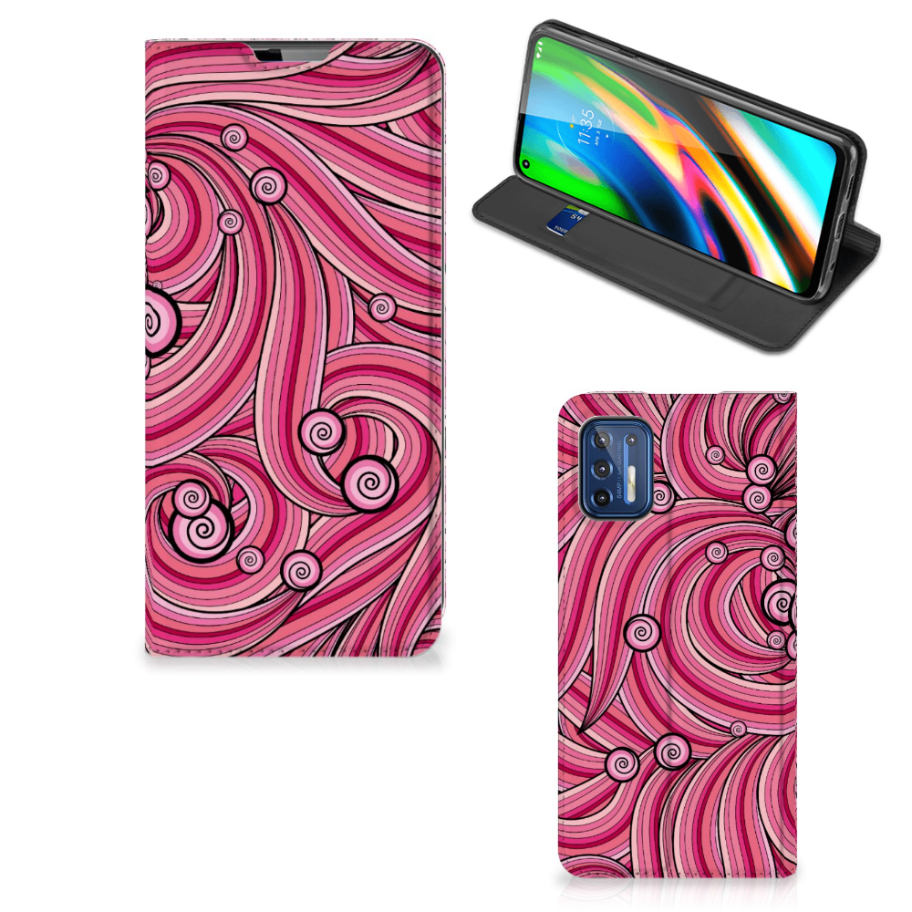 Motorola Moto G9 Plus Bookcase Swirl Pink