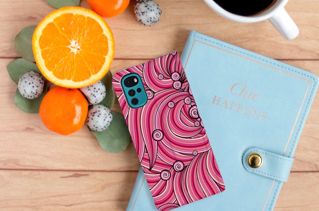 Motorola Moto G22 Bookcase Swirl Pink