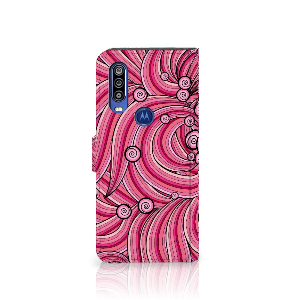 Motorola One Action Hoesje Swirl Pink