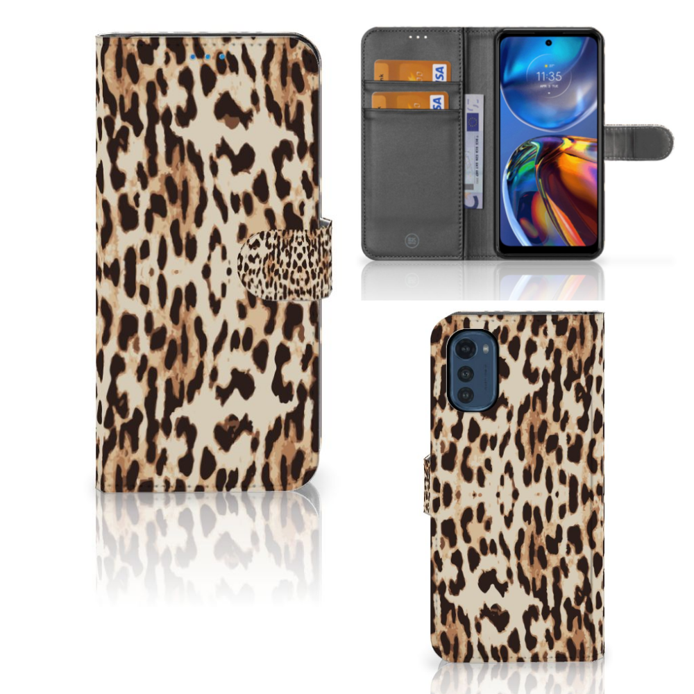 Motorola Moto E32 | Moto E32s Telefoonhoesje met Pasjes Leopard