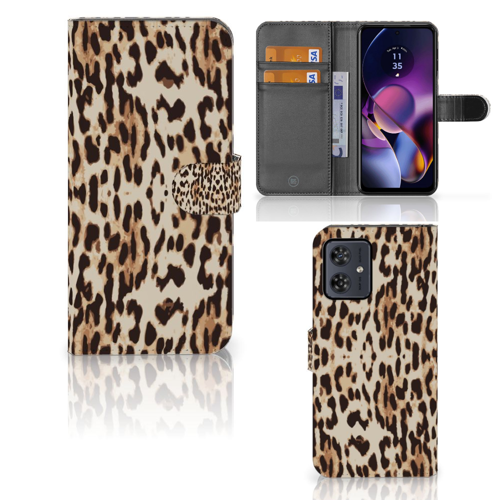 Motorola Moto G54 Telefoonhoesje met Pasjes Leopard