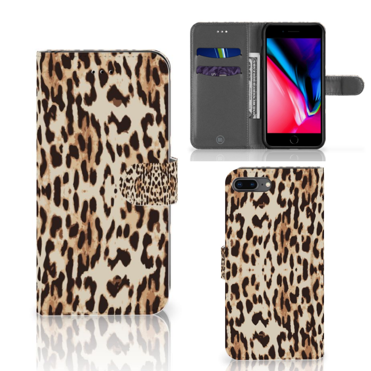 Apple iPhone 7 Plus | 8 Plus Telefoonhoesje met Pasjes Leopard