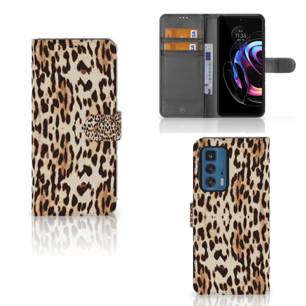 Motorola Edge 20 Pro Telefoonhoesje met Pasjes Leopard